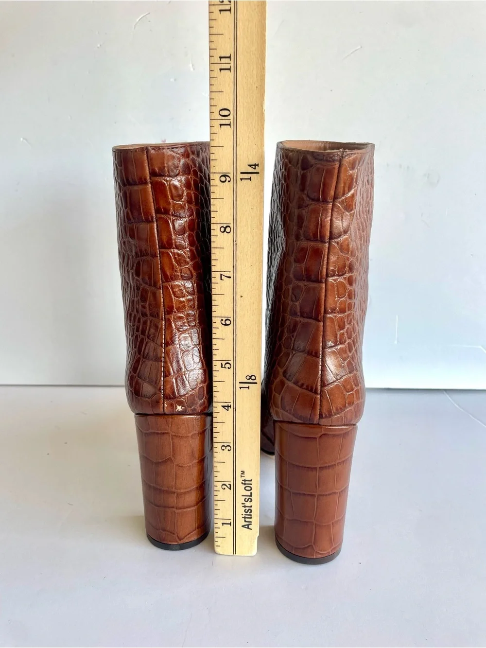 Paris Texas Brown Croc-Embossed Pointed-Toe Ankle Boots
